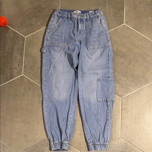 Forever 21 Light Blue Ankle Cargo Jogger Jeans